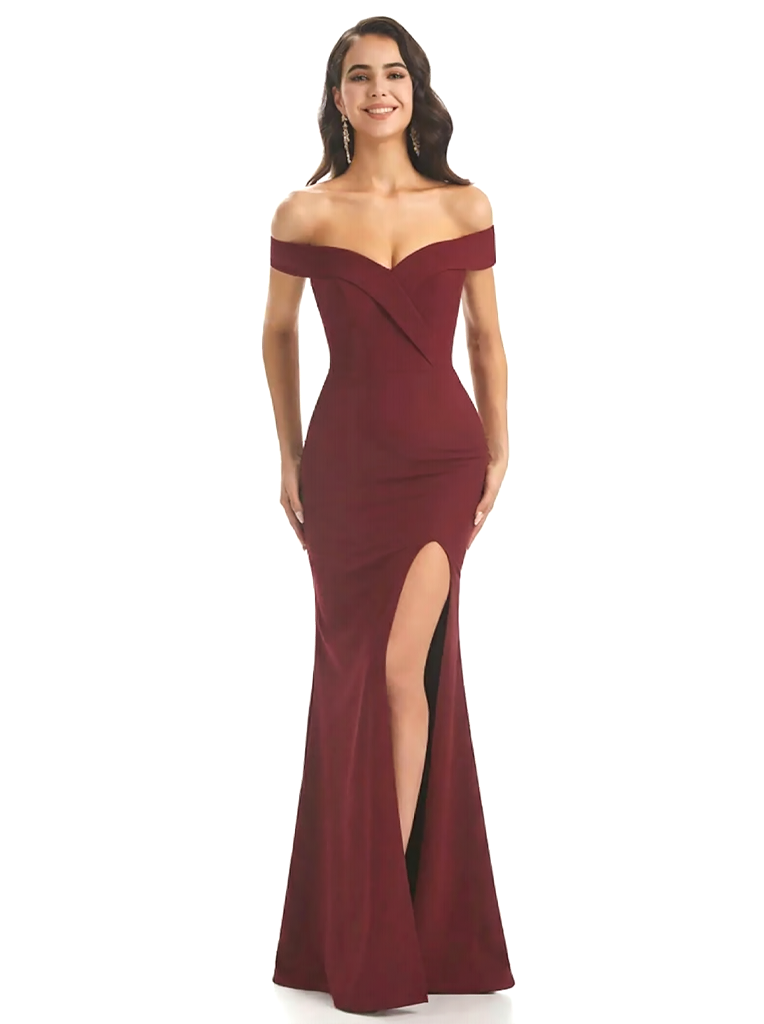 Sexy Off The Shoulder Silky Satin Mermaid Long Evening Gown Dresses For Women