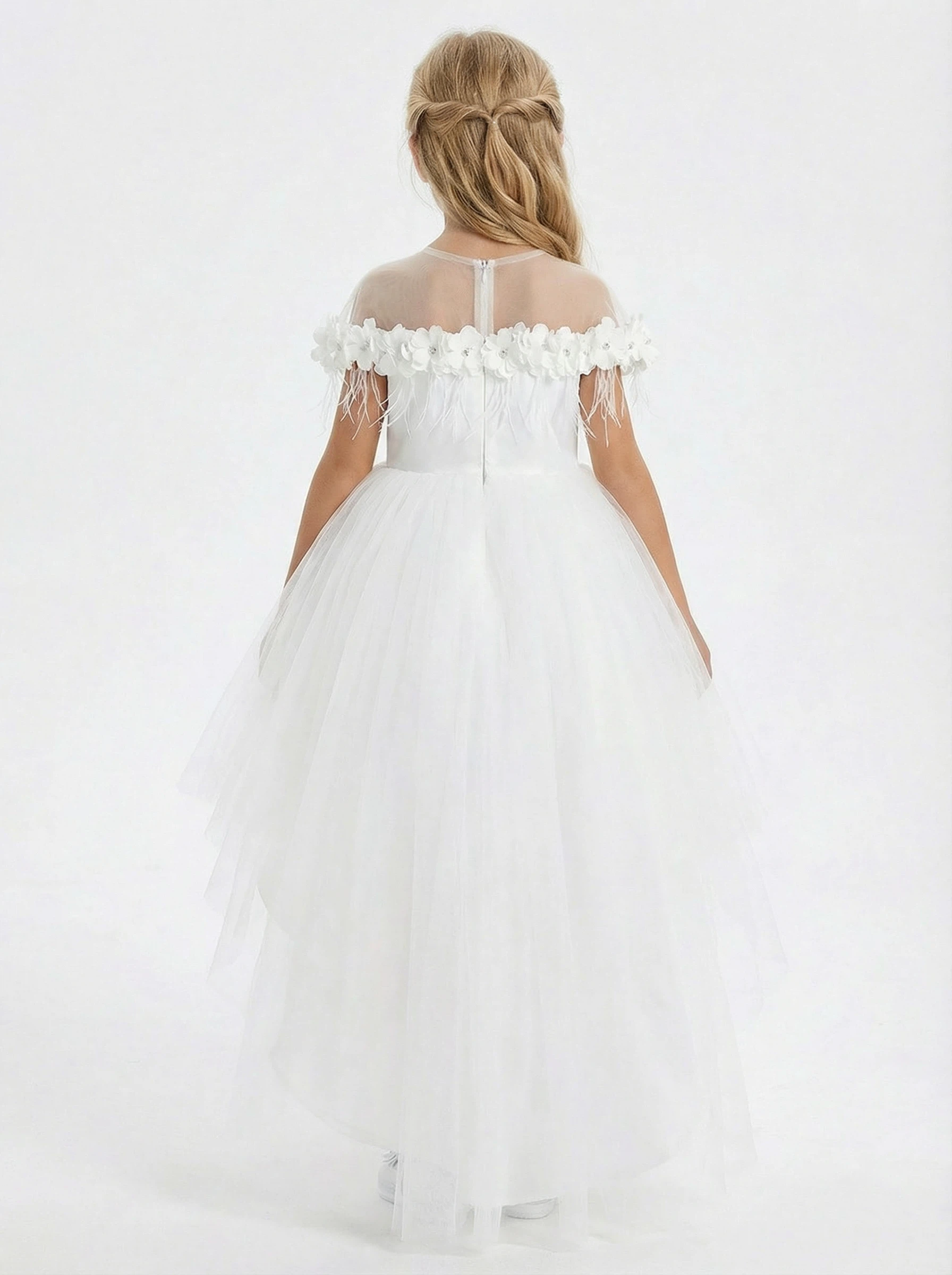 Hi-Low Toddler Bridesmaid Wedding Flowers Pageant Dress Flower Princess Dress Evening