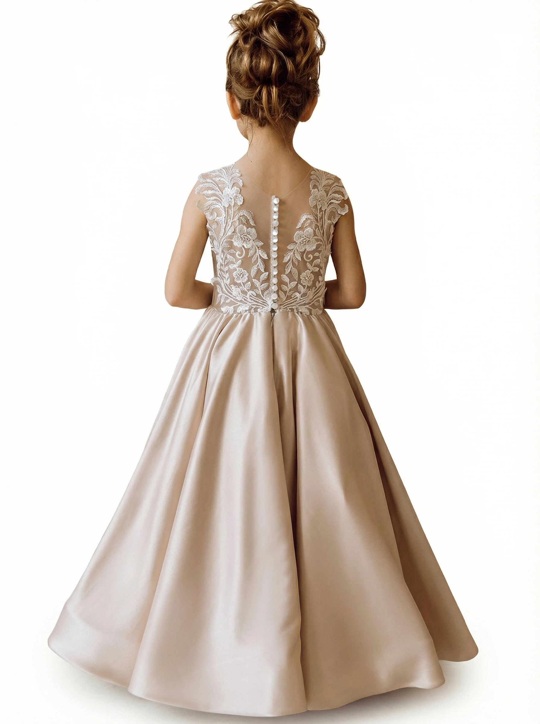 Wedding Flowers Lace Appliqued Pageant Dress Flower Princess Dress Lace Flower Gowns