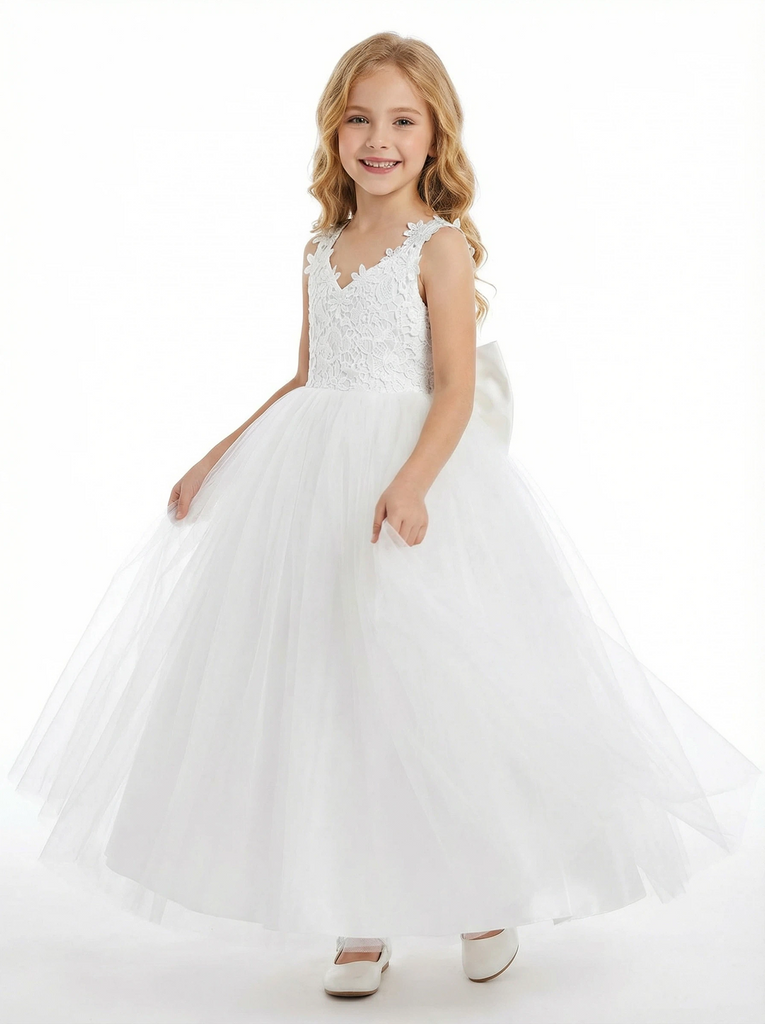 Long Wedding Flowers Girl Gowns Boho Pageant Dress Flower Princess Dress A-line