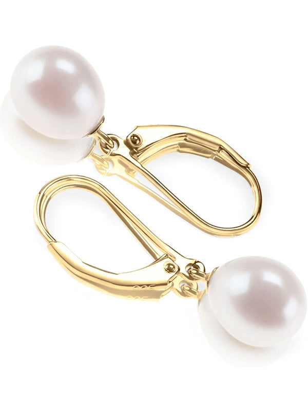 Handpicked AAA+ Quality Freshwater Cultured Pearl Earrings Leverback Dangle Stud Pearl Earrings