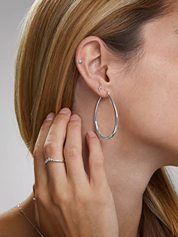 Oval Hoop Earrings Gold Hoops or Silver Hoop Earrings for Women
