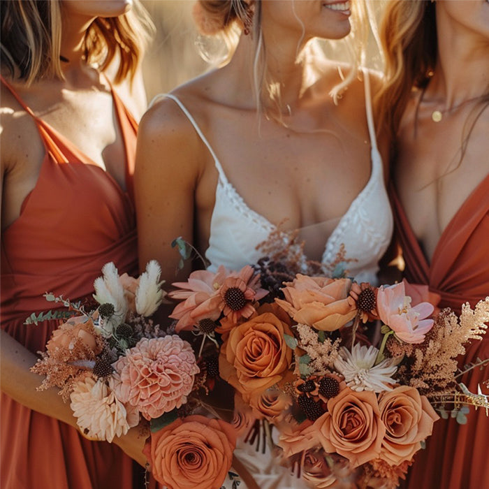 A 18-Step Guide to Matching Bouquets with Terracotta Bridesmaid Dresses