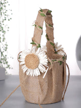 Retro Cotton Linen Flower Basket Flower Basket Rattan Daisy Decoration, HL-5722