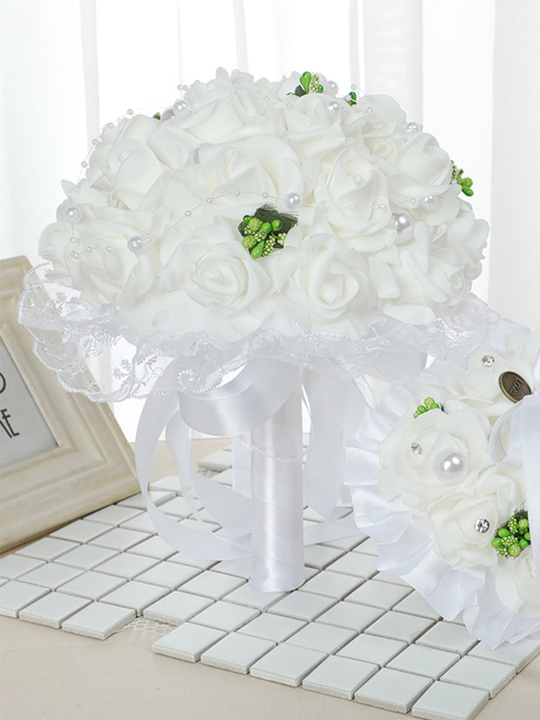 Wedding Flower For The Groom And Bride, Simulated Foam Rose Wedding Bouquet, WF01