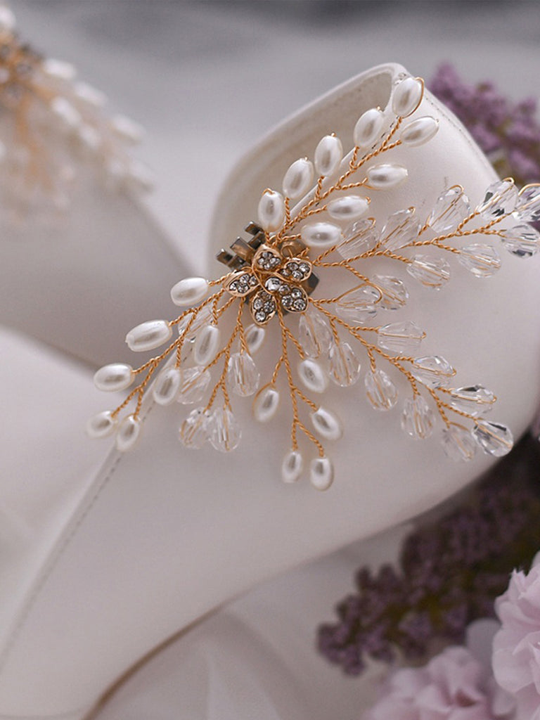 Wedding Shoe Clips Pearl Shoe Embellishments Shoe Buckle Clips Rhinestone