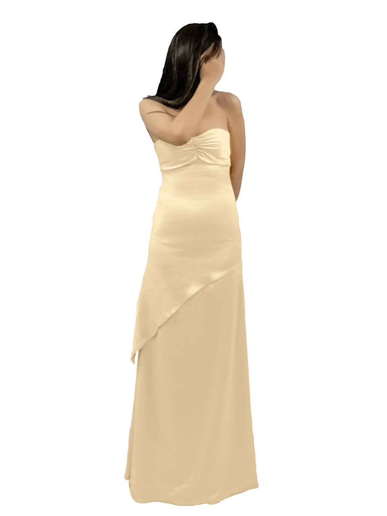 Champagne Sleek Satin Sweetheart Asymmetrical Boho Bridesmaid Dresses