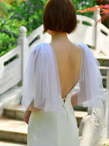 Sparkly Bronzing Long Tulle Simple Shoulder Gauze, VG40