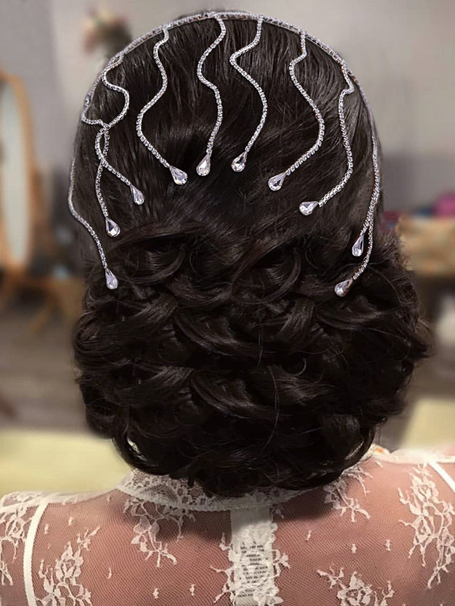 Sparkly Bridal Headwear Rhinestone Head Chain Headband Accessories Handmade Forehead Hair Chain, HP467