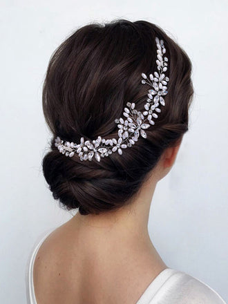 Accesorios para el cabello de diamantes para mujer, peine de doble inserción con diamantes de imitación y perlas de lujo brillantes, HP128