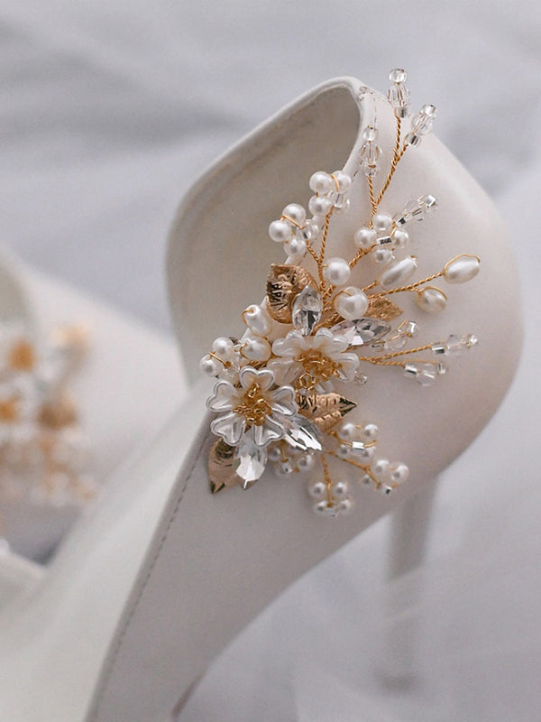 Sparkly Wedding Shoes Accessories Pearl Flower Shoe Buckle, Prom Party,HX21