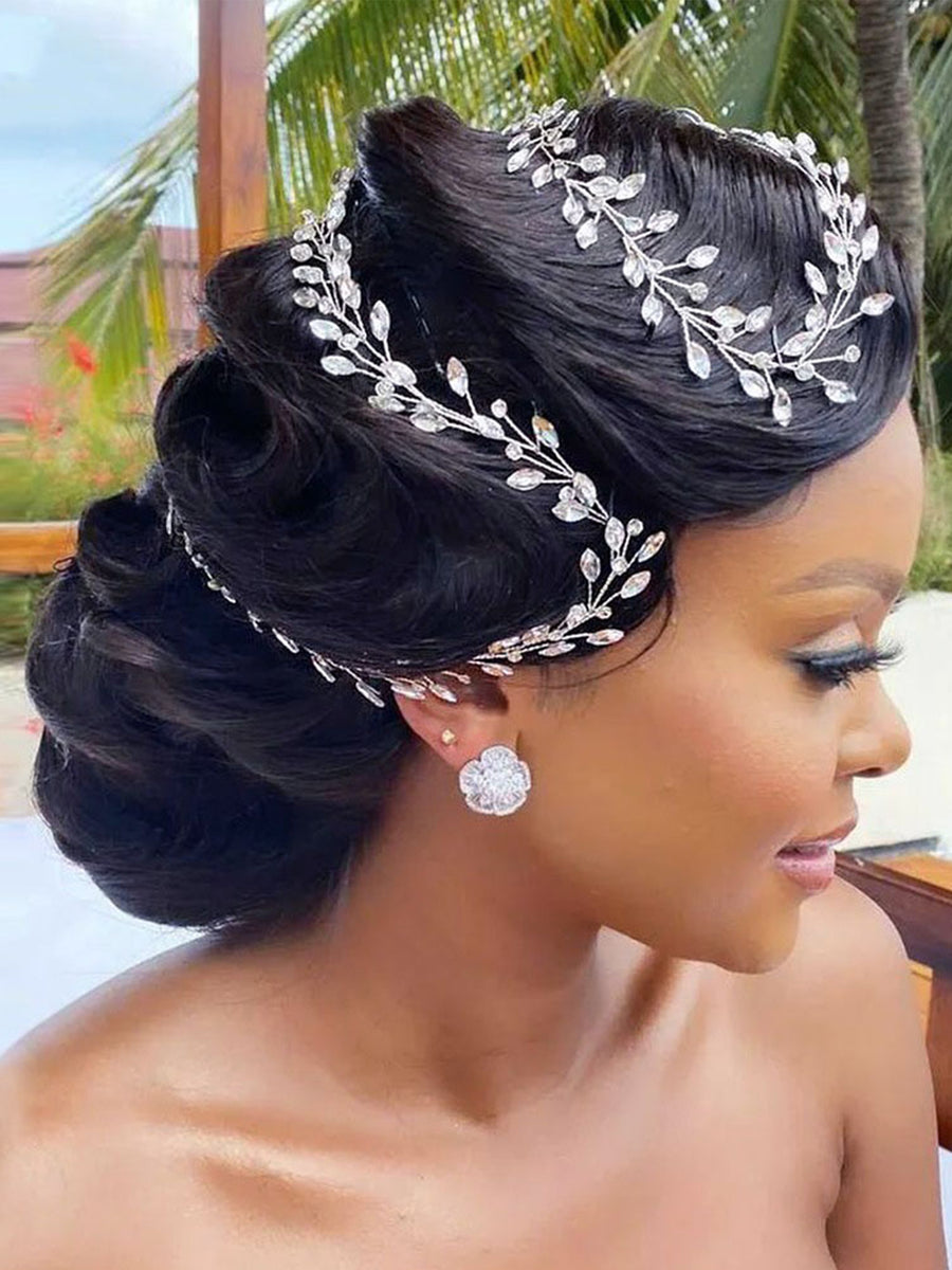 Sparkly Handmade Rhinestone Long Chain Judgment Headwear Extended Hair Band, HP394