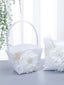 Linen/Satin Vintage Flower Girl Holding Flower Basket, HL-5743