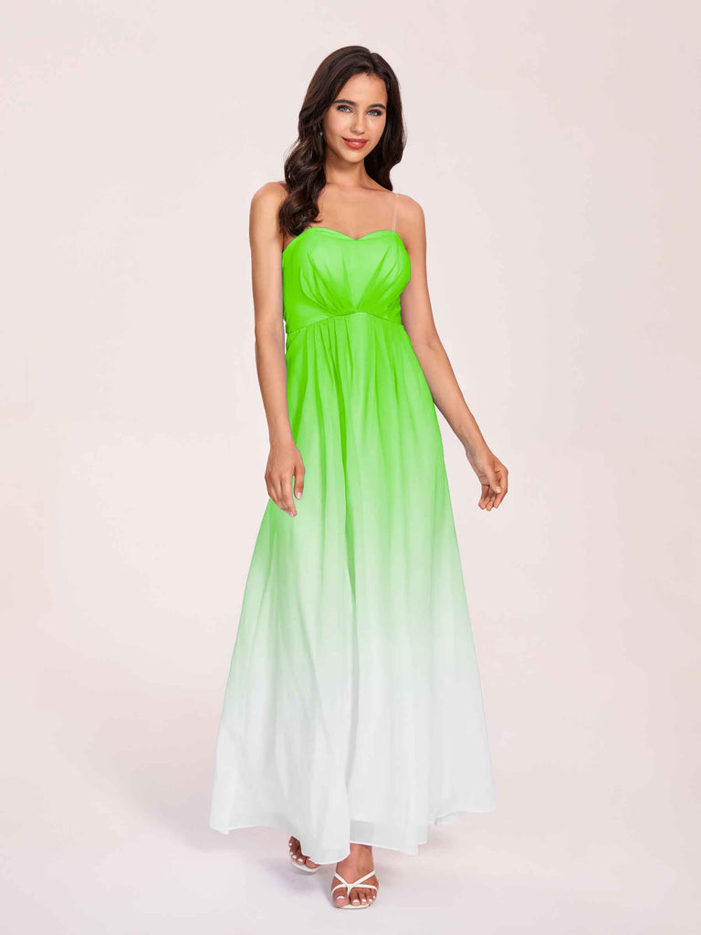 Elegant A-line Ombre Chiffon Maxi Long Bridesmaid Dresses Online Elegant A-line Ombre Chiffon Maxi Long Bridesmaid Dresses Online