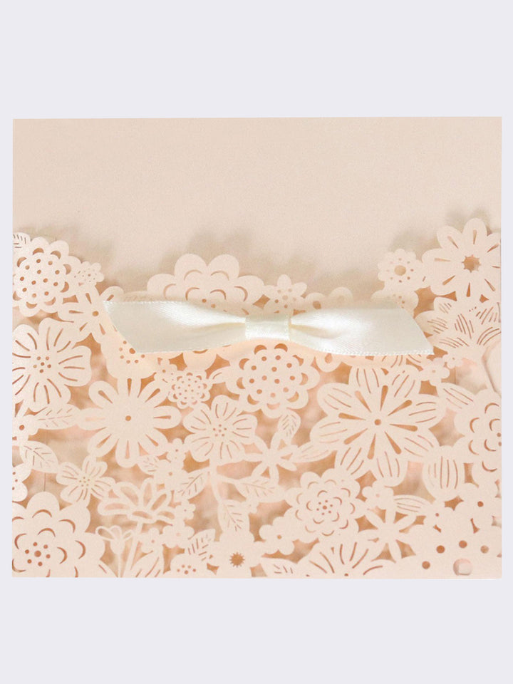 Small Flower Wedding Greeting Card, Hollow Out Invitation Letter, HK-296
