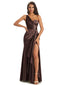 Floor-Length Soft Satin Side Slit One Shoulder Sexy Mermaid Bridesmaid Dresses Online In Stock