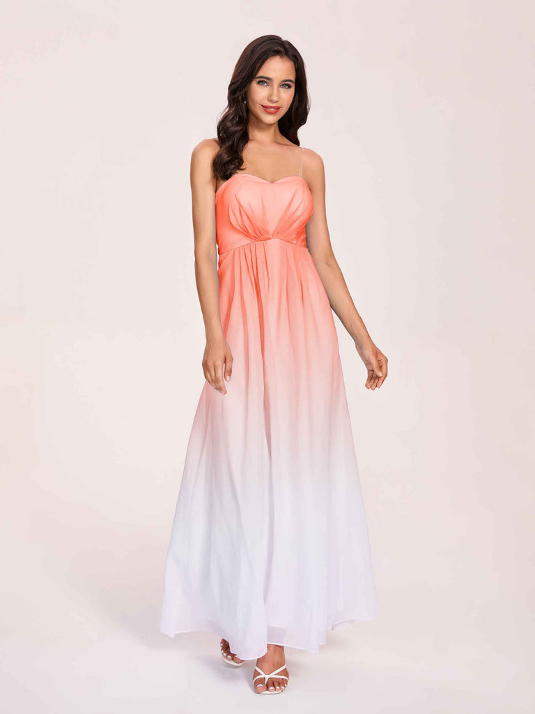 Womens Dresses Peach Ombre Dress Elegant A-line Ombre Chiffon Maxi Long Bridesmaid Dresses ChicSew Womens Dresses Peach Ombre Dress Elegant A-line Ombre Chiffon Maxi Long Bridesmaid Dresses ChicSew