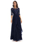 Half Sleeves Appliques Chiffon Elegant Floor-Length Mother Of The Bride Dresses In Stock