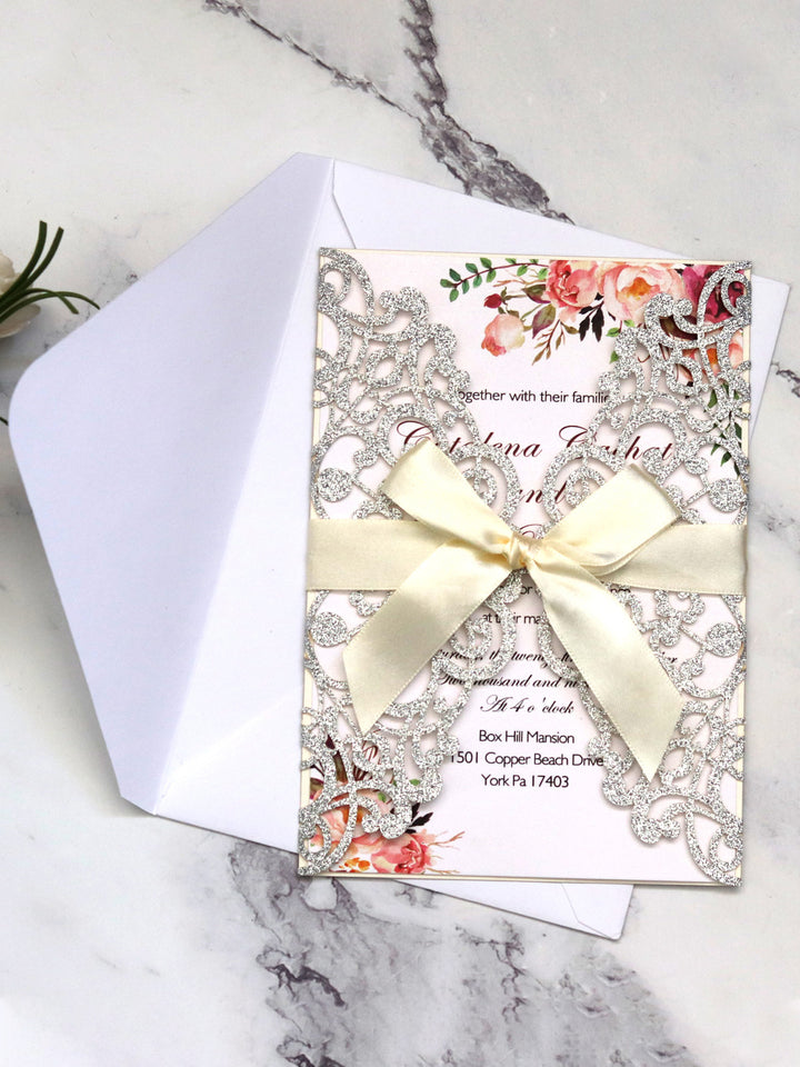 Hot Selling Wedding Invitation Letter, Hollow Out Greeting Card, HK-93