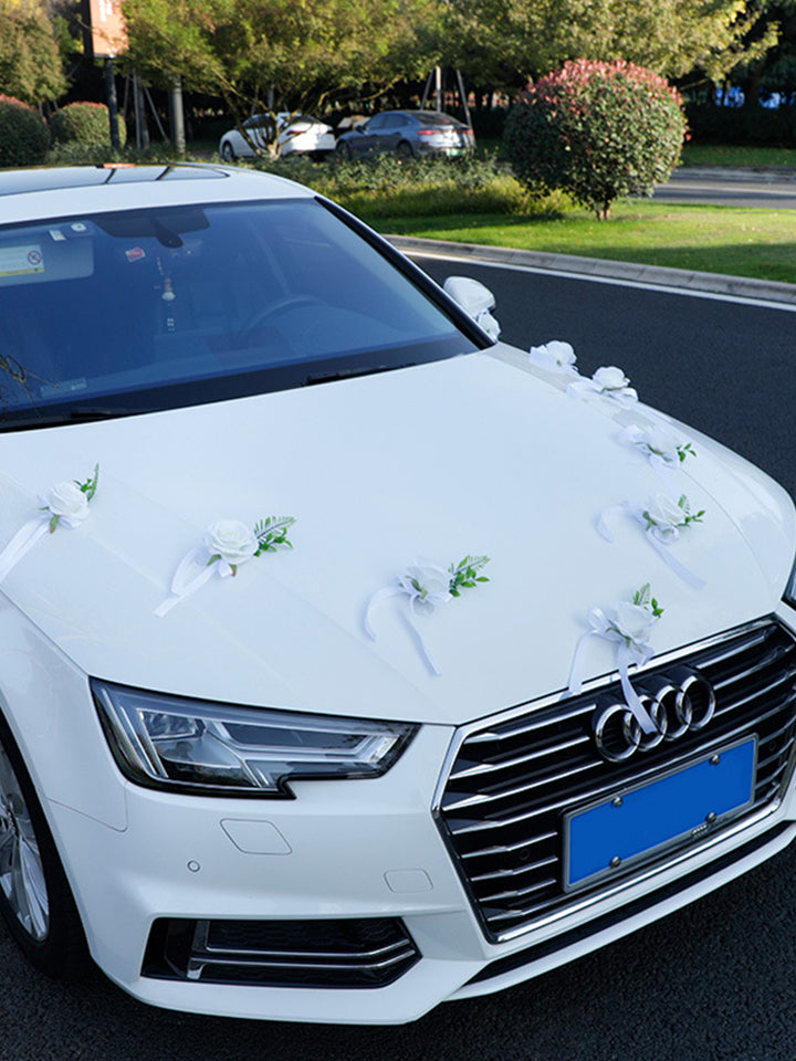 Wedding Car Decoration Flower Mirror Tied Flower, CF2901