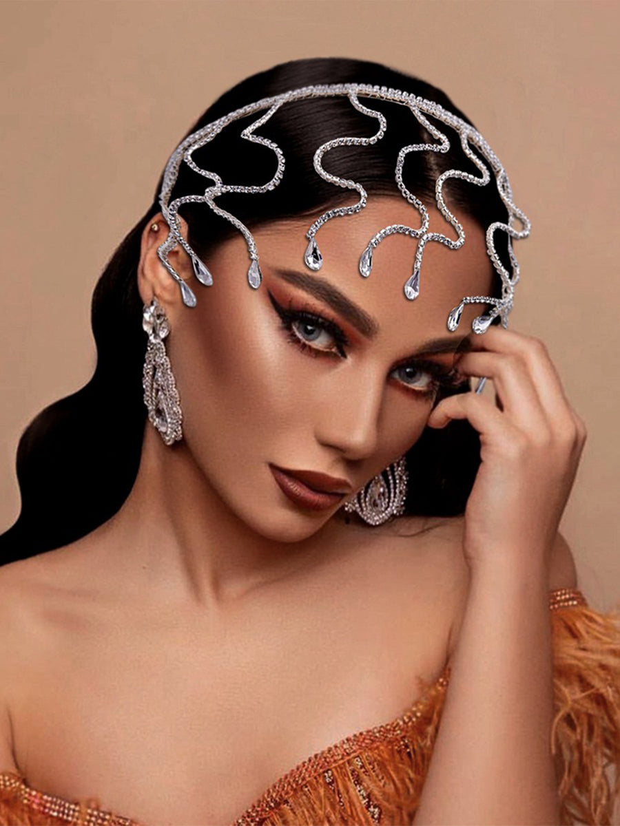 Sparkly Bridal Headwear Rhinestone Head Chain Headband Accessories Handmade Forehead Hair Chain, HP467