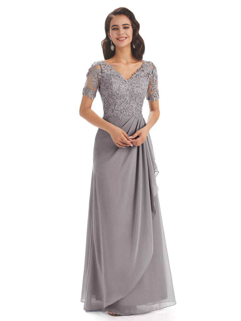 Women's Plus Size Long Beaded Sheer Wrap Gown - Mother of the Bride Dress