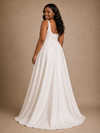 ChicSew Elegant Spaghetti Straps Square Neck Satin A-Line Wedding Dress