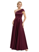 Chicsew Mother of Groom Dress Unique Sleeveless Satin A-Line Long Gown Pretty Sophisticated Silhouette