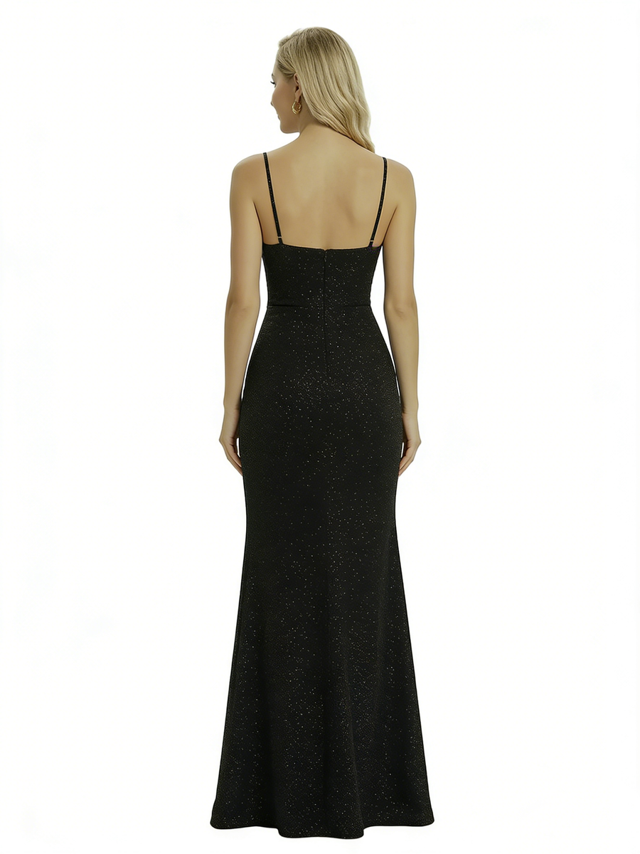 ChicSew Sparkly Glitter Jersey V-neck Side Slit Mermaid Prom Dress