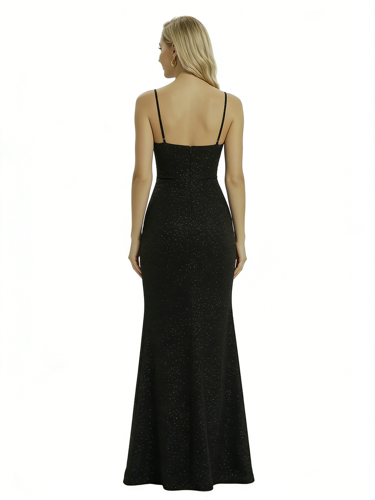 ChicSew Sparkly Glitter Jersey V-neck Side Slit Mermaid Prom Dress