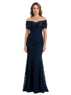 Elegant Off Shoulder Ruched Satin Lace Mermaid Mother Of The Bride Dresses