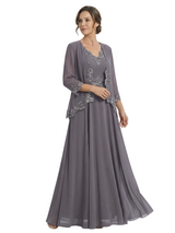 Elegant Lace Chiffon A-Line Mother of The Bride Dresses and Jacket