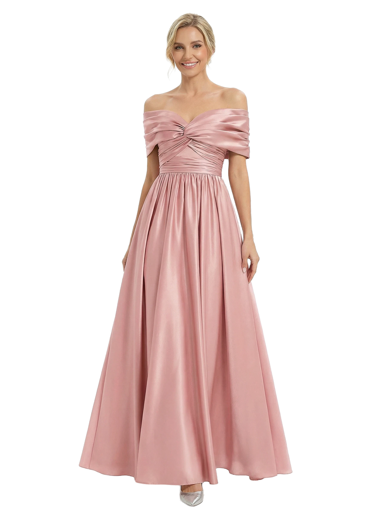 Elegant Off Shoulder Sleeveless A-Line Floor-Length Mother Of The Bride Dress