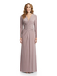 Mother of The Bride Dress Long Sleeve V-Neck Ruched Maxi Pretty Timeless Formal Wedding Guest Gown