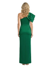 Unique One Shoulder Satin Mother of The Groom Dress Floor-Length Gown with Asymmetric Ruffle