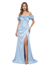 Mother of The Bride Gown Off Shoulder Flower Straps Satin Mermaid Floor-Length Sexy Stylish Formal Gown