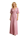 Elegant Flutter Sleeve V-Neck Chiffon A-line Long Mother of The Bride Dresses