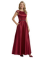 Elegant Scoop Cap Sleeve Satin A-Line Floor-Length For Mother Of The Bride with Pocket