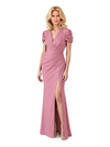 Elegant Soft Satin Short Sleeves Side Slit Mermaid Floor-Length Mother Of The Bride Dresses