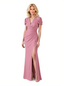 Elegant Soft Satin Short Sleeves Side Slit Mermaid Floor-Length Mother Of The Bride Dresses