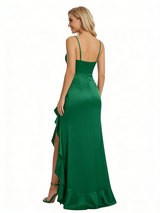ChicSew Chic Ruffles Sweetheart Spaghetti Straps Long Prom Dress with Slit