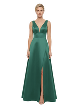 Elegant V-Neck Sleeveless Simple Satin A-Line Mother Of The Bride Dresses