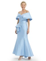 Mother of The Groom Dress Off Shoulder Mermaid Satin Floor-Length Ruffled Fancy Chic Formal Gown