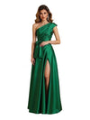 Elegant Side Slit Sleeveless Silky Satin A-Line Floor-Length Mother Of The Bride Dresses