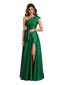 Elegant Side Slit Sleeveless Silky Satin A-Line Floor-Length Mother Of The Bride Dresses