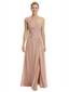 Mother of The Groom Dress One Shoulder Lace Beaded Chiffon Floor-Length Gown with Slit