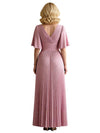 Elegant Flutter Sleeve V-Neck Chiffon A-line Long Mother of The Bride Dresses