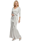 Chicsew Mother of The Bride Dress Elegant V-Neck 3/4 Sleeve Satin Trumpet Maxi Gown