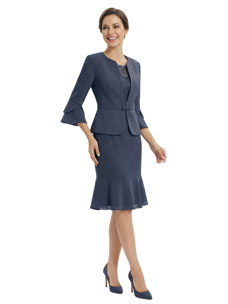 Elegant Modern Mother Of The Bride Dress With Lace Mermaid Knee Length Gown