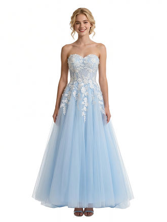 ChicSew Elegant Tulle Lace Ruffles Off The Shoulder Ball Gown Prom Dress